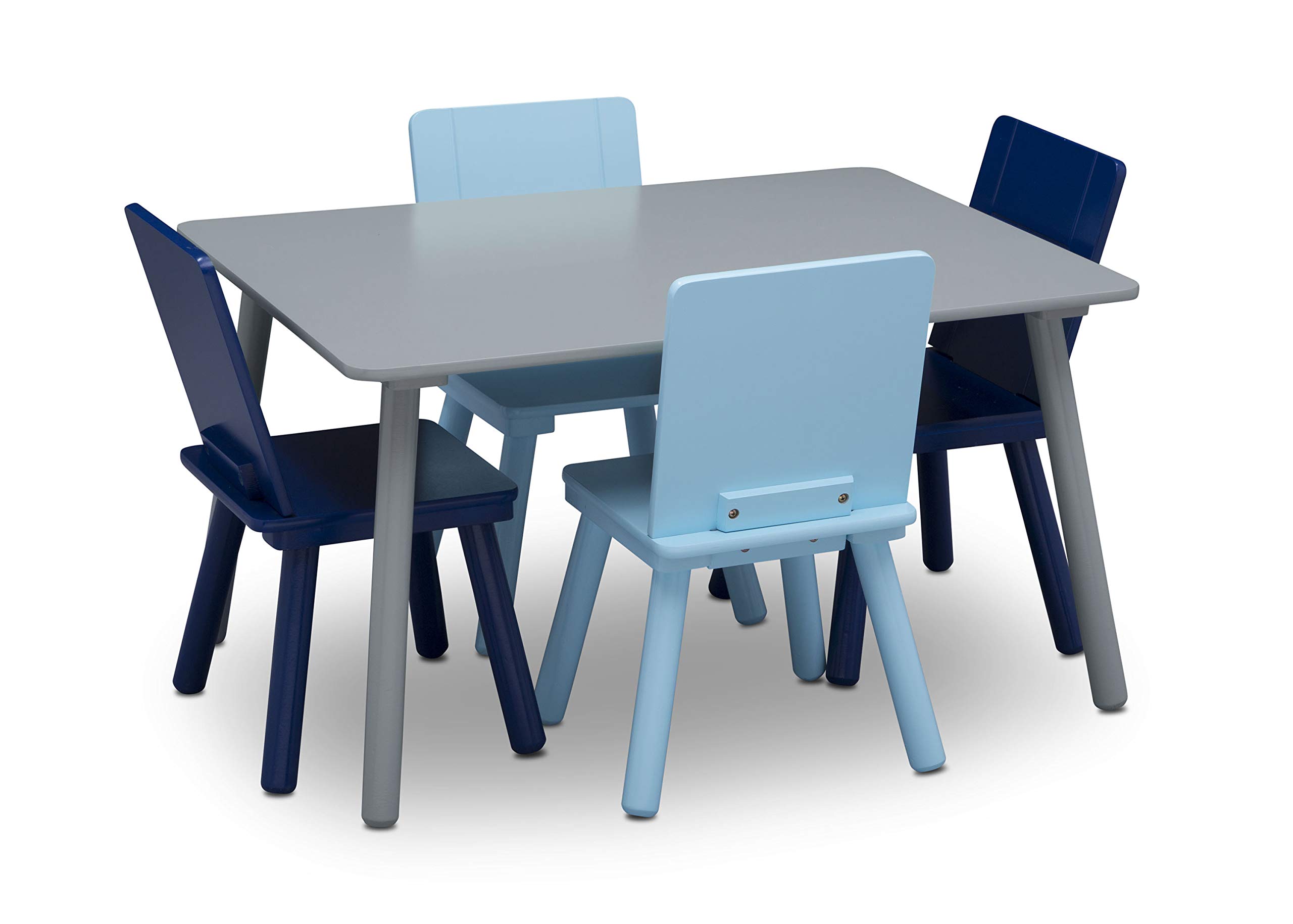 Delta Children Kids Table and Chair Set (4 Chairs Included) - Grey/Blue - Perfect for Playroom, Preschool & Homeschool Learning Activities
