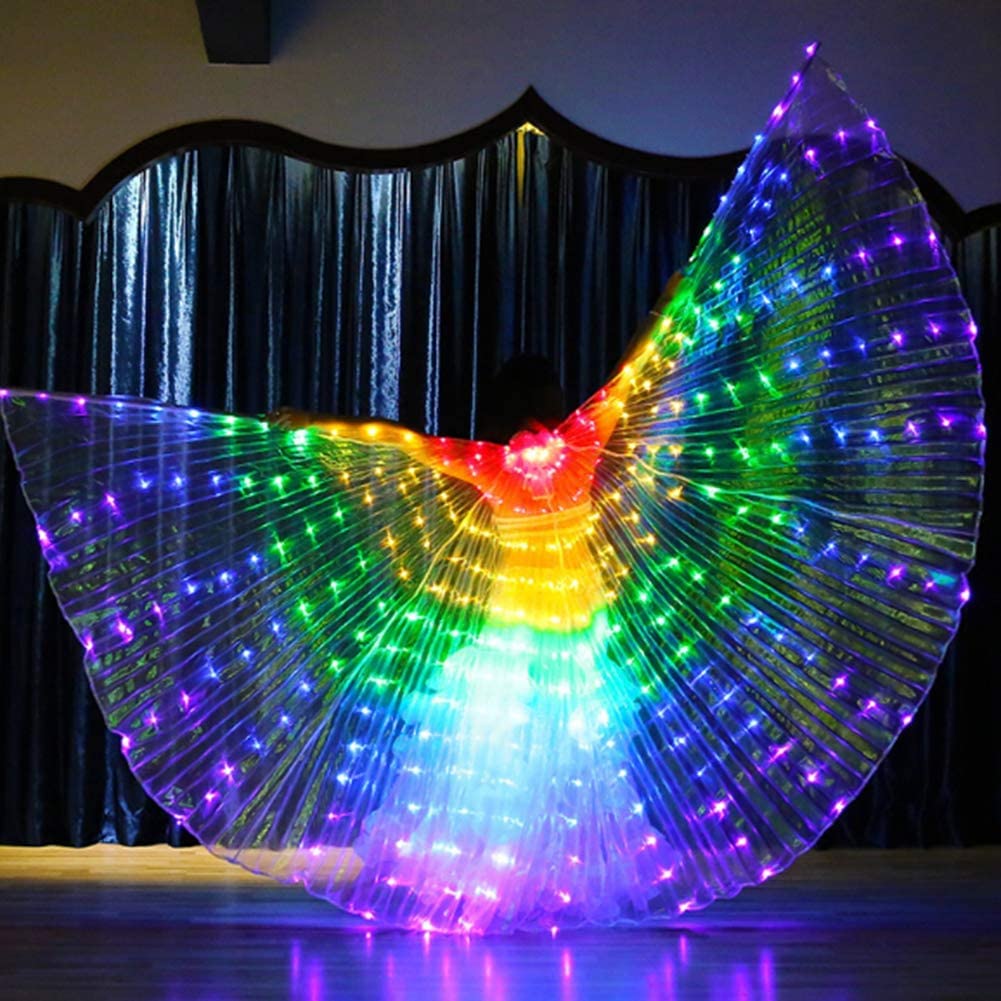 MVPACKEEY Isis Wings for Belly Dance - LED Angel Wings for Women - Light Up Fairy Wings for Halloween, Christmas - Performance Accessories - Perfect for Dance Shows, Costume Parties & Festive Events