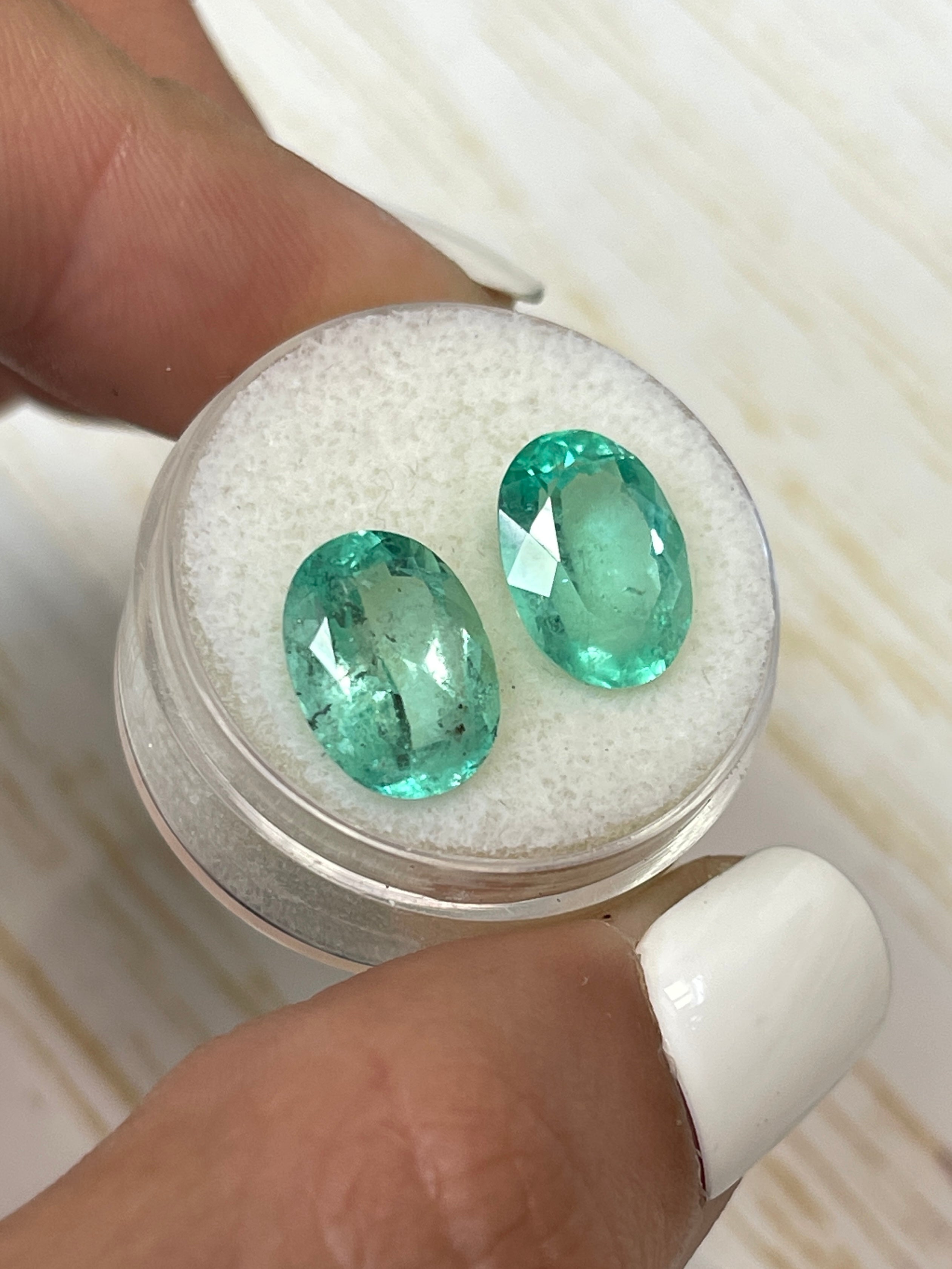 7.43tcw 12x9mm Matching Loose Colombian Emeralds Oval Cut Gemstones for Jewelry Making, Engagement Rings & Luxury Gifts