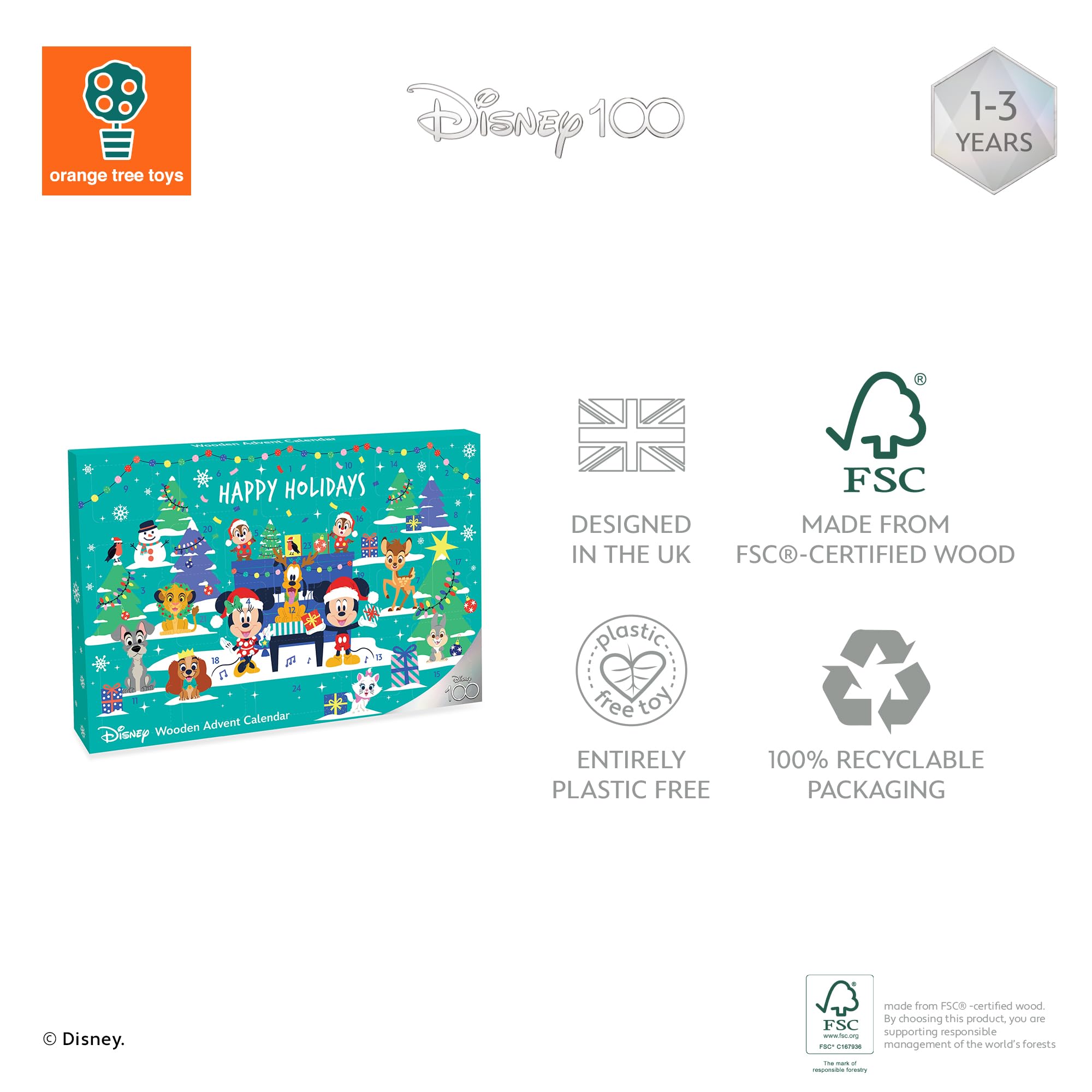 Disney 2023 Advent Calendar for Kids - Wooden Christmas Countdown Calendar with Mickey Mouse & Animal Figurines - Best Holiday Gift for 1 Year Old Toddlers, Boys & Girls - Perfect for Home Decor, Preschool Learning & Christmas Traditions