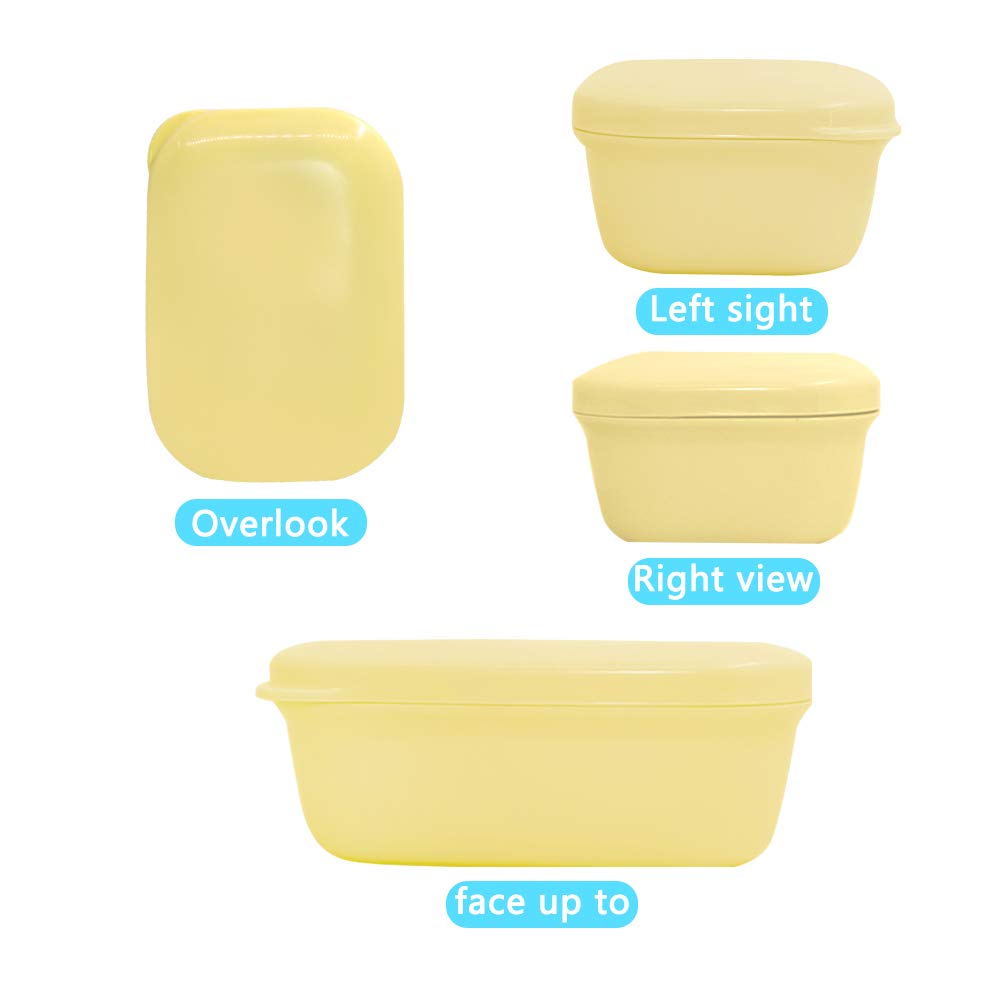 4 Pack Waterproof Soap Holder with Drain Holes | Self-Draining Soap Saver Case for Bathroom, Travel & Camping | Portable Soap Dish Tray in Yellow, White, Blue & Green Colors