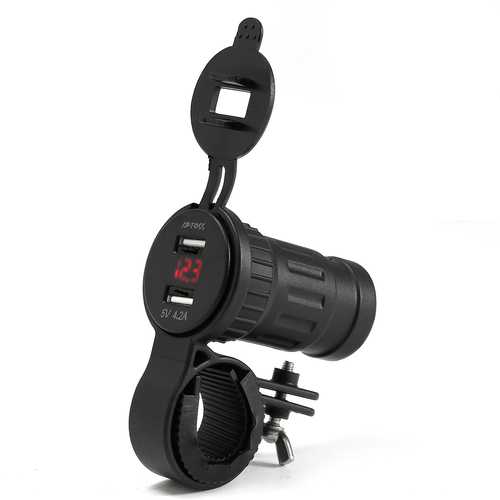 12V/24V Waterproof Dual USB Car Charger with LED Digital Voltmeter - Fast Charging for iPhone X, Samsung & More - Perfect for Road Trips & Travel Accessories