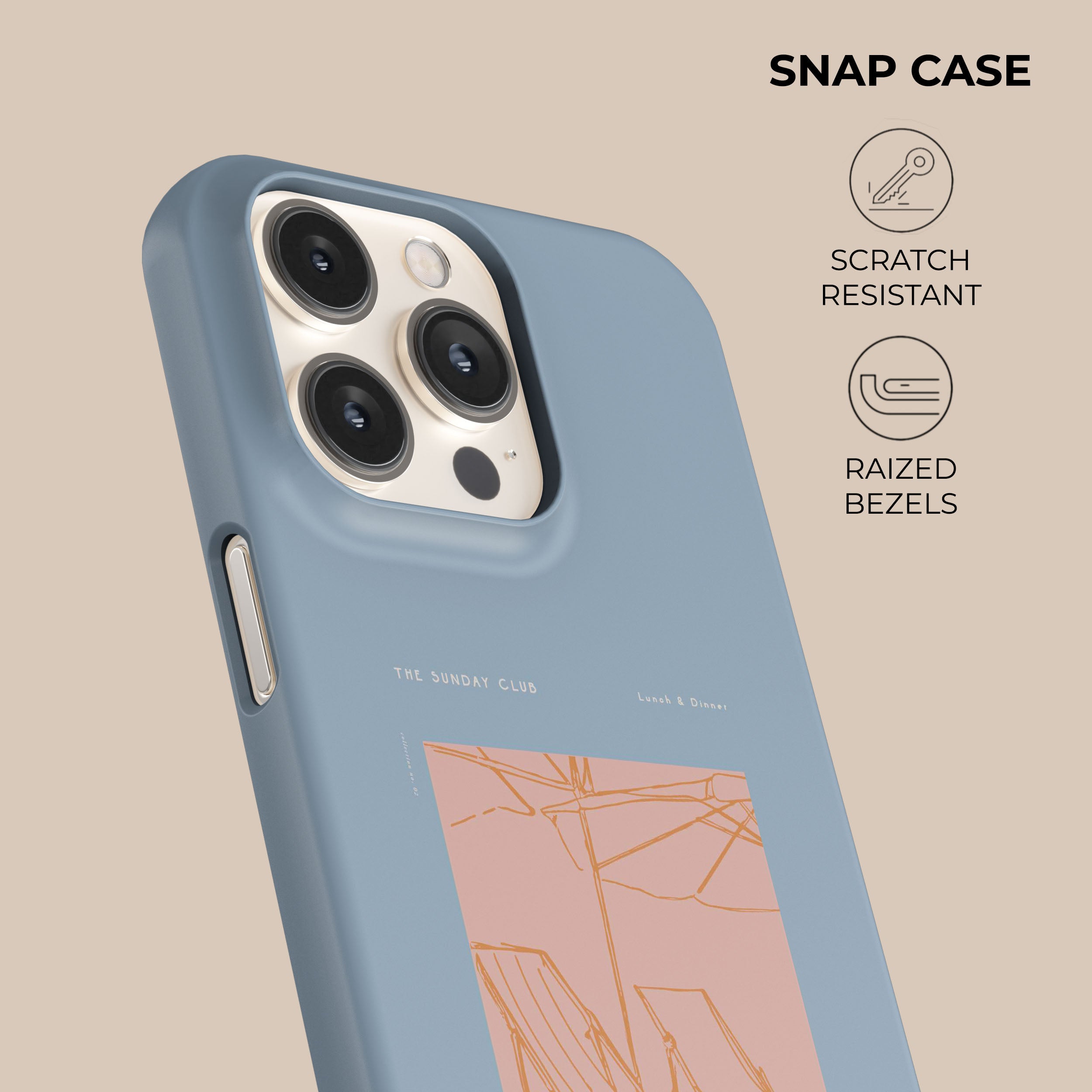 Blue Sunday Club iPhone Case - Premium Protective Cover for iPhone 12/13/14/15 Pro Max - Stylish & Durable Phone Case for Everyday Use, Work, and Travel