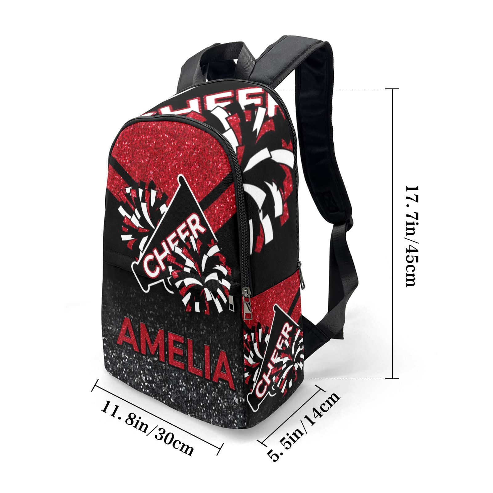 Custom Personalized Cheerleader Red Backpack for Teens - Travel Bookbag School Bag with Name Embroidery 11.8x5.51x17.72 inches - Perfect for School, Sports & Weekend Adventures