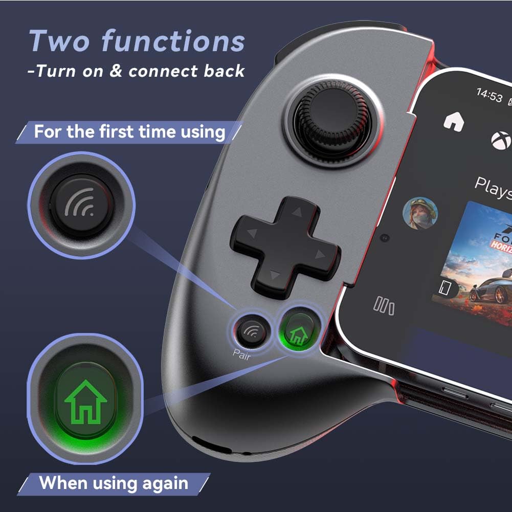 ShanWan Bluetooth Wireless Mobile Game Controller for iPhone & Android - Compatible with PS Remote Play, Xbox Cloud, Steam Link, GeForce NOW & MFi Arcade Games | Phone Case Support | Long Battery Life | Perfect for Gaming on the Go, Travel & Home Entertainment