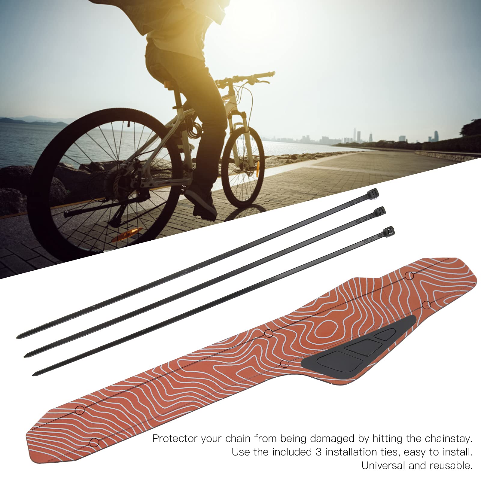 Mountain Bike Chainstay Protector - Durable Frame Chain Guard Pad for Cycling Protection (Red) | Prevent Scratches & Damage for MTB, Road & Commuter Bikes