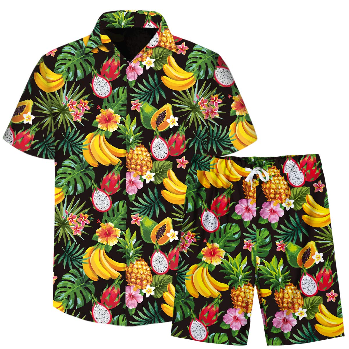 **Boyland Men's Hawaiian Floral Tracksuit - Short Sleeve Shirt & Shorts Set - Summer Beach Casual Outfit for Vacation, Pool Party & Tropical Getaways**