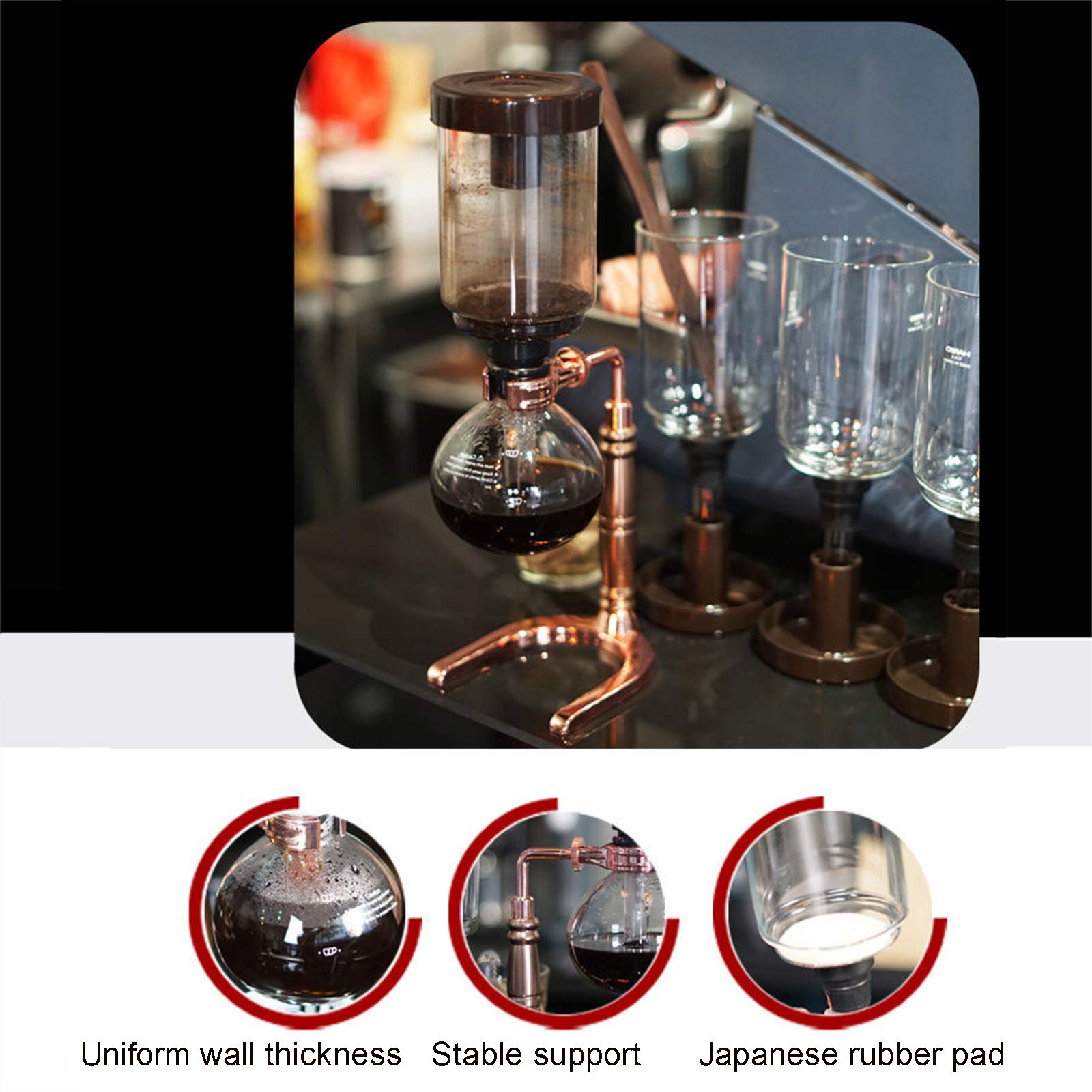 Vacuum Siphon Coffee Maker - 5 Cup Glass Brewer for Home & Cafe Use