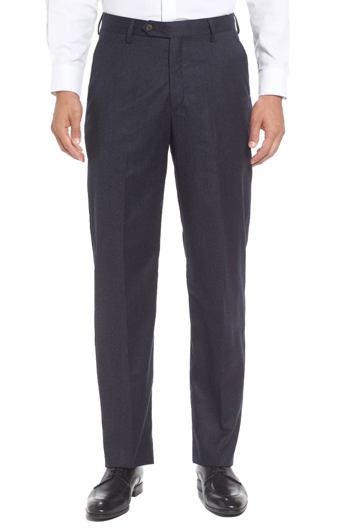 Premium Wool Flannel Flat Front Pants - Classic Regular Rise for Men | Comfortable & Stylish for Office, Business Casual & Winter Wear
