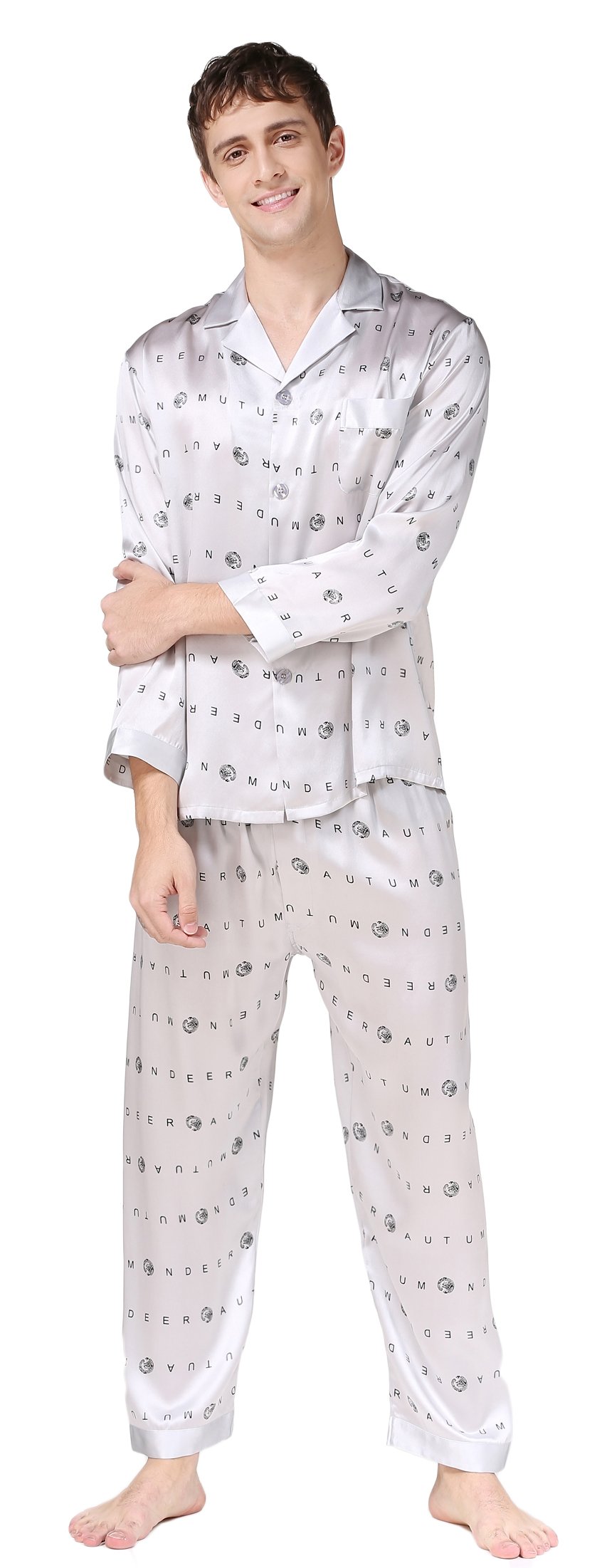 Premium Men's 100% Pure Mulberry Silk Pajama Set - Soft Breathable Sleepwear for Comfortable Nights - Perfect for Lounging, Travel & Gift Giving