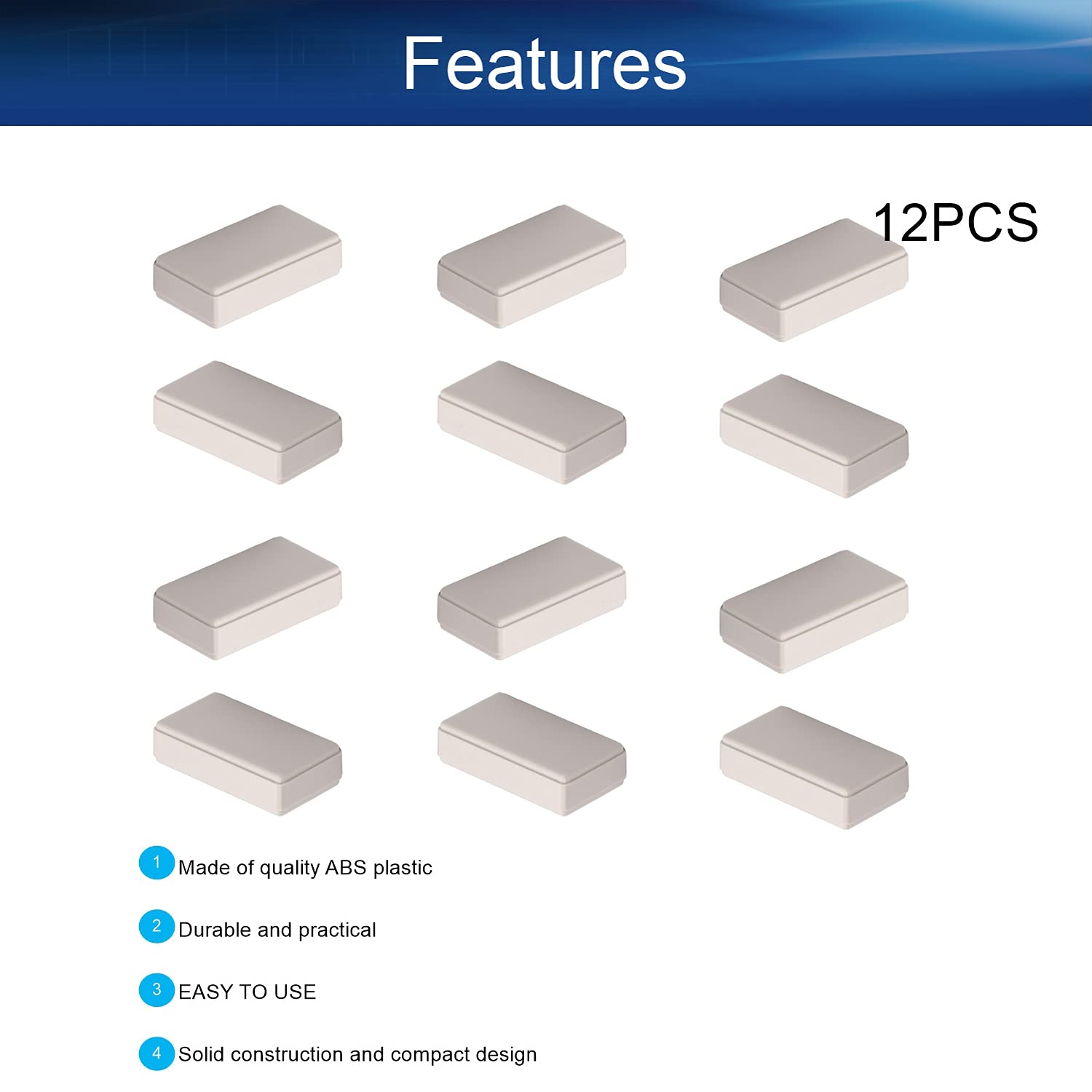 12Pcs ABS Plastic Electronic Junction Box - 48 x 27 x 14mm Waterproof Project Enclosure for Circuit Boards, DIY Electronics & Electrical Wiring (White) - Perfect for Home, Office & Industrial Use