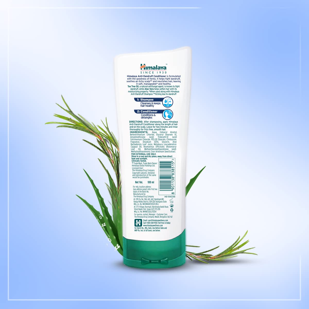 Himalaya Anti-Dandruff Conditioner with Tea Tree Oil & Aloe Vera - Fights Dandruff, Soothes Scalp & Nourishes Hair - 100ml for Men & Women - Perfect for Daily Hair Care & Scalp Treatment