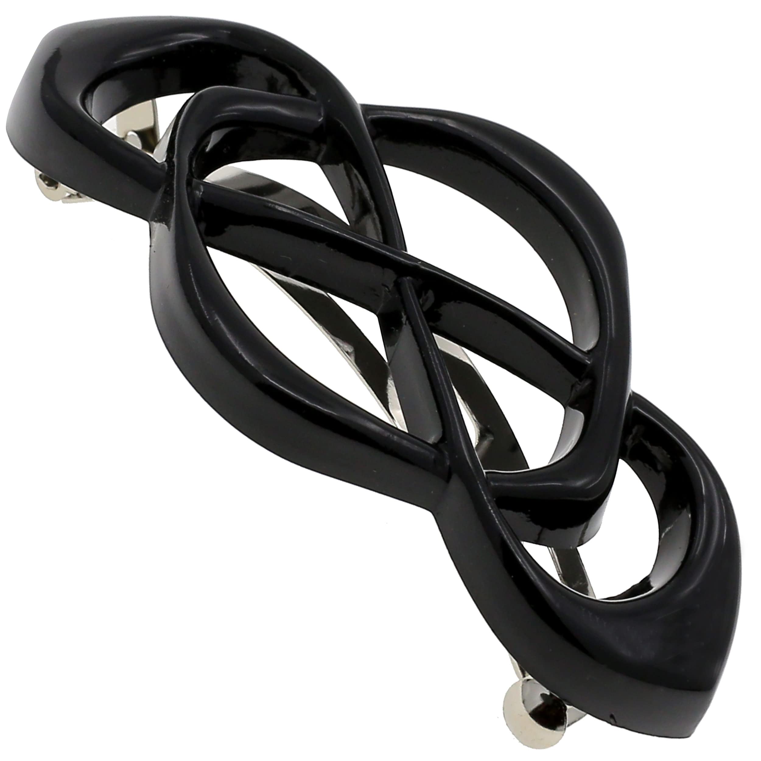 Camila Paris CP2437 French Hair Barrette for Girls & Women - Strong Hold No Slip Hair Clip for Thick Hair | Black Hair Accessories for School, Work & Special Occasions | Made in France
