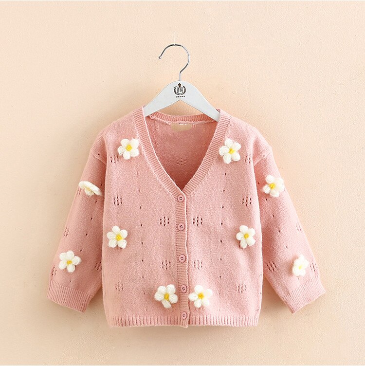 Elegant Floral V-Neck Girls Sweater - Soft Knit Pullover for Spring & Fall - Perfect for School, Parties & Casual Outfits