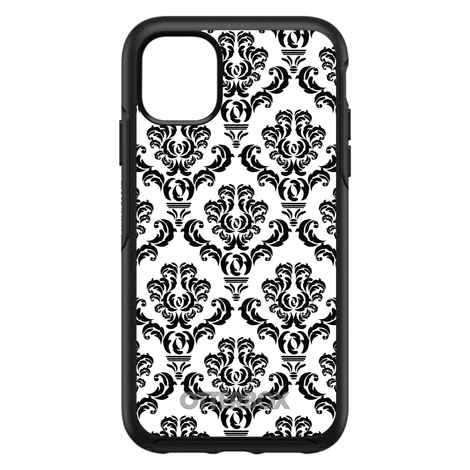DistinctInk iPhone 11 Pro MAX Case (6.5 Inch) - Premium Replacement for OtterBox Symmetry - Black & White Floral Damask Design - Slim Protective Phone Cover for Everyday Use, Work and Travel