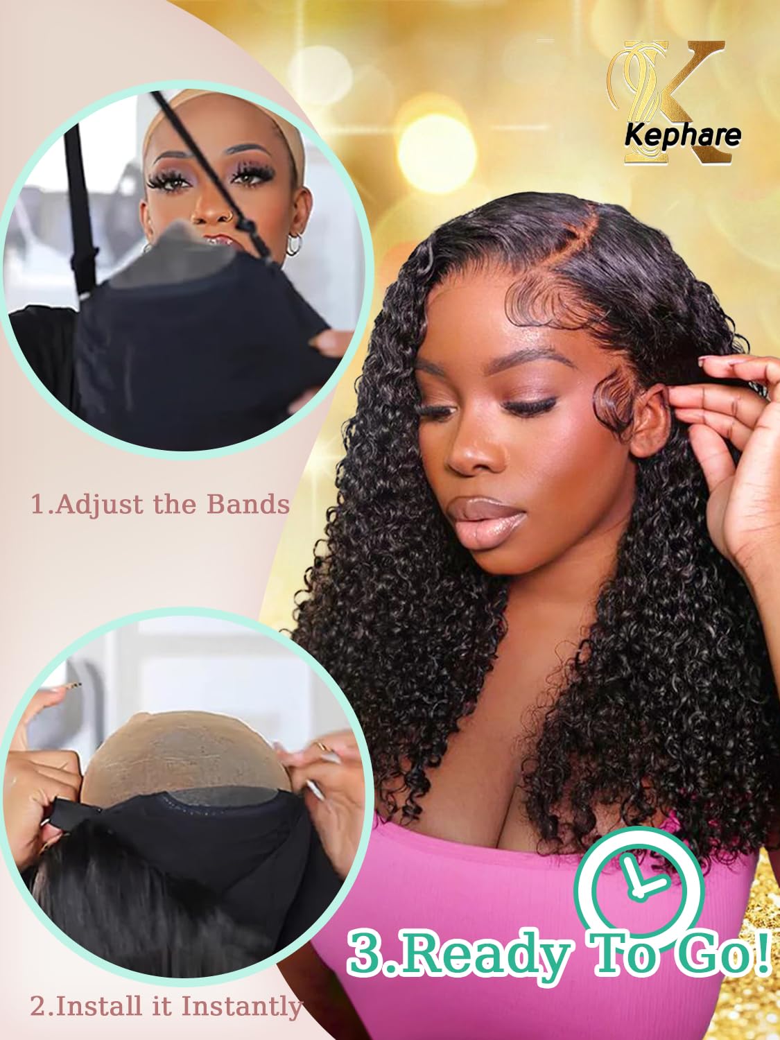 5x5 HD Lace Glueless Wigs for Black Women - 180% Density Human Hair Curly Wigs (24 Inch) | Wear & Go Natural Look for Daily Wear, Parties & Special Occasions