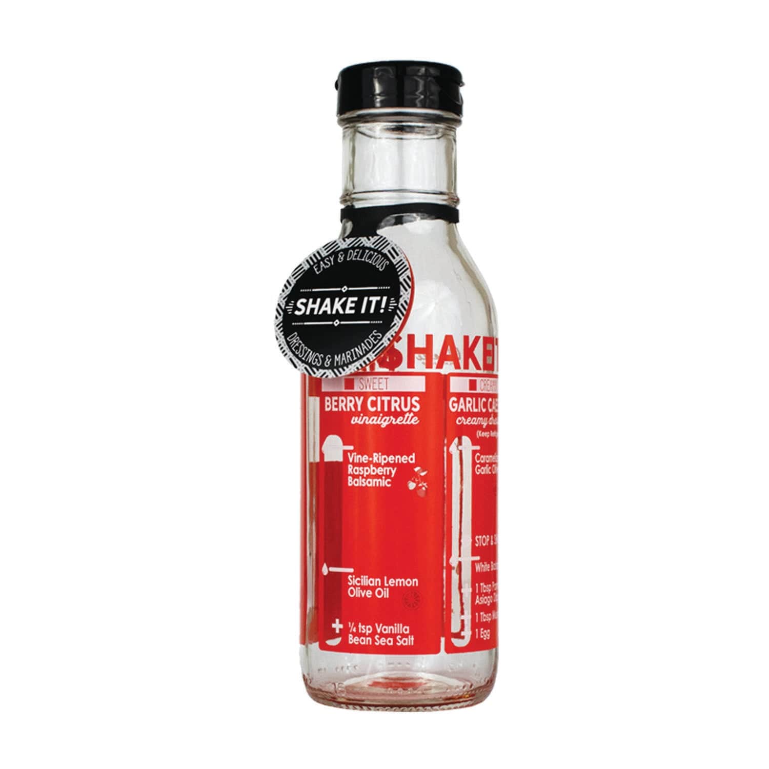 Olivelle Shake It! Salad Dressing Recipe Bottle - Perfect for Homemade Vinaigrettes, Marinades & Healthy Meal Prep