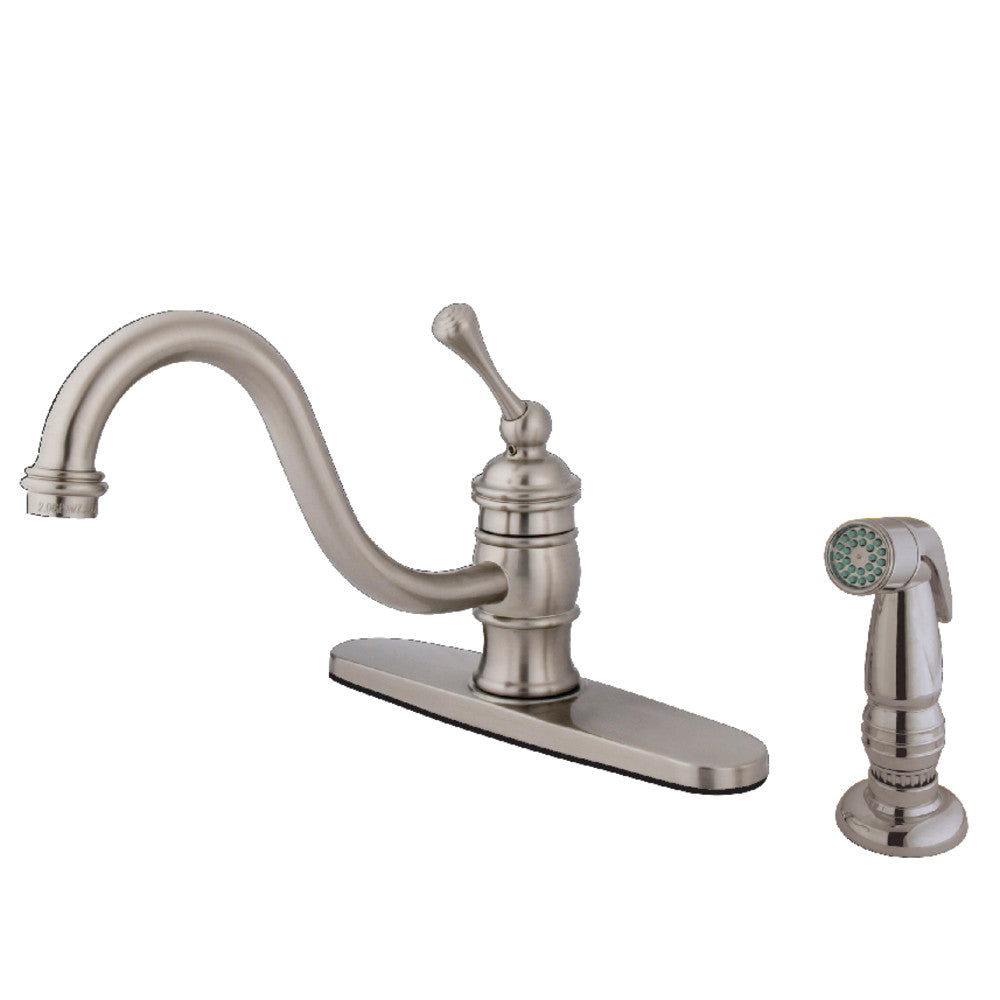 Kingston Brass KB3575BLSP 8 Inch Centerset Kitchen Faucet - Modern Single Handle Pull-Down Sprayer Faucet for Sink, Perfect for Home Kitchen & RV Use