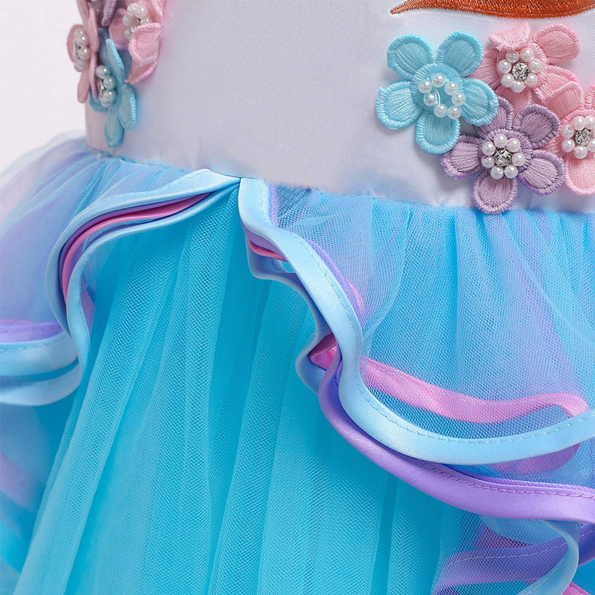 Unicorn Princess Costume for Girls - Long Maxi Tulle Dress with Headband for Birthday Party, Carnival, Cosplay & Dress Up | Perfect for Halloween, Christmas, Fairy Tale Themed Events & Photo Shoots