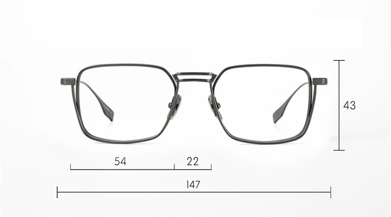 Black Unisex Titanium Square Double Bridge Full Rim Eyeglasses Frame 21125 - Stylish & Durable for Work, Reading, and Everyday Fashion