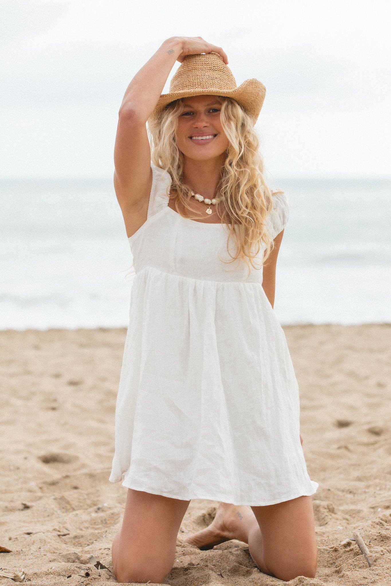 Amalfi Linen Mini Dress - Women's Summer Beach Dress, Casual Boho Sundress for Vacation, Date Night & Outdoor Parties | Lightweight Breathable Linen Dress