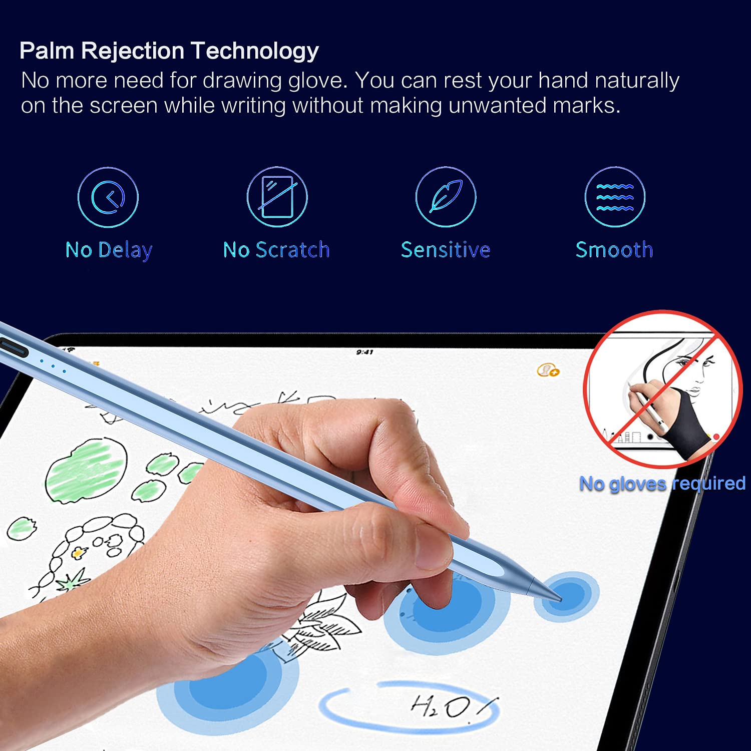 Apple Pencil Alternative for iPad 10/9/8/7/6th Gen & iPad Pro 12.9/11/13-inch M4 - Fast Charging Stylus Pen with 10-Minute Quick Charge - Compatible with iPad Air 3/4/5/M2 & iPad Mini 5/6 - Perfect for Drawing, Note-Taking & Digital Art (Blue)