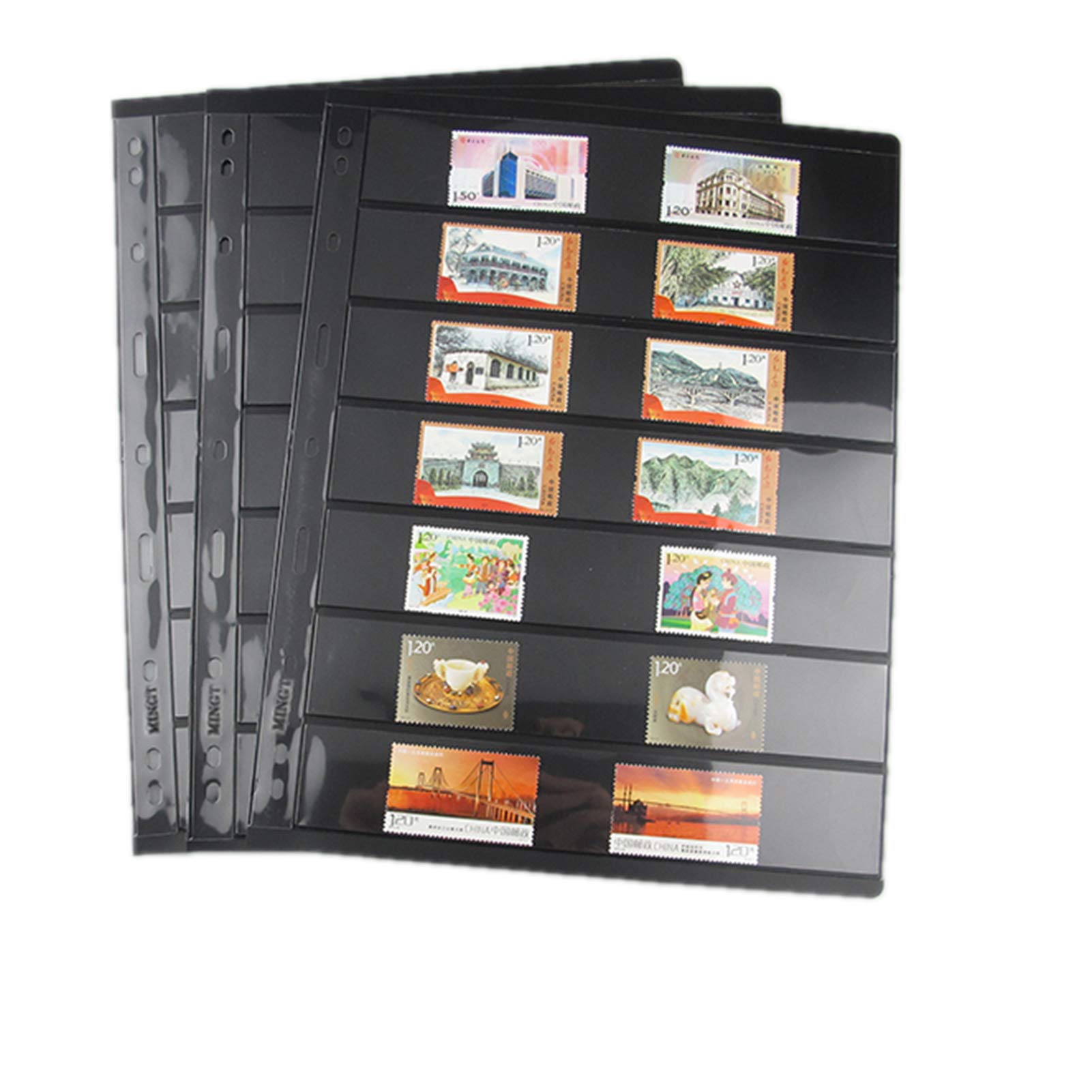 20 Sheet Stamp Collecting Pages with 7 Pockets - 9 Hole Standard for Stamp Album Binder - Professional Stamp Organizer for Collectors - Perfect for Hobby Storage, Trading & Display