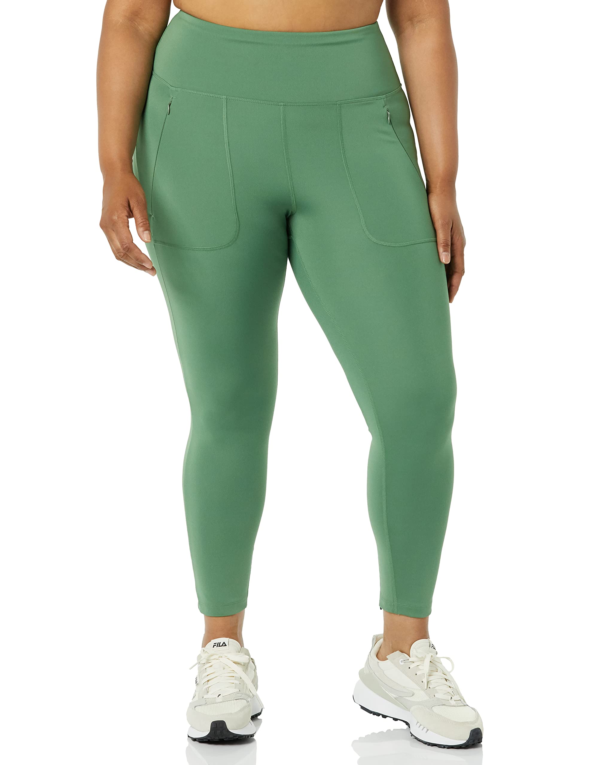 Amazon Essentials Women's Everyday Fitness 7/8 Zipped Legging - High Waist Yoga Pants with Pockets for Running, Workout & Lounge (Plus Size Available) - Perfect for Gym, Travel & Casual Wear