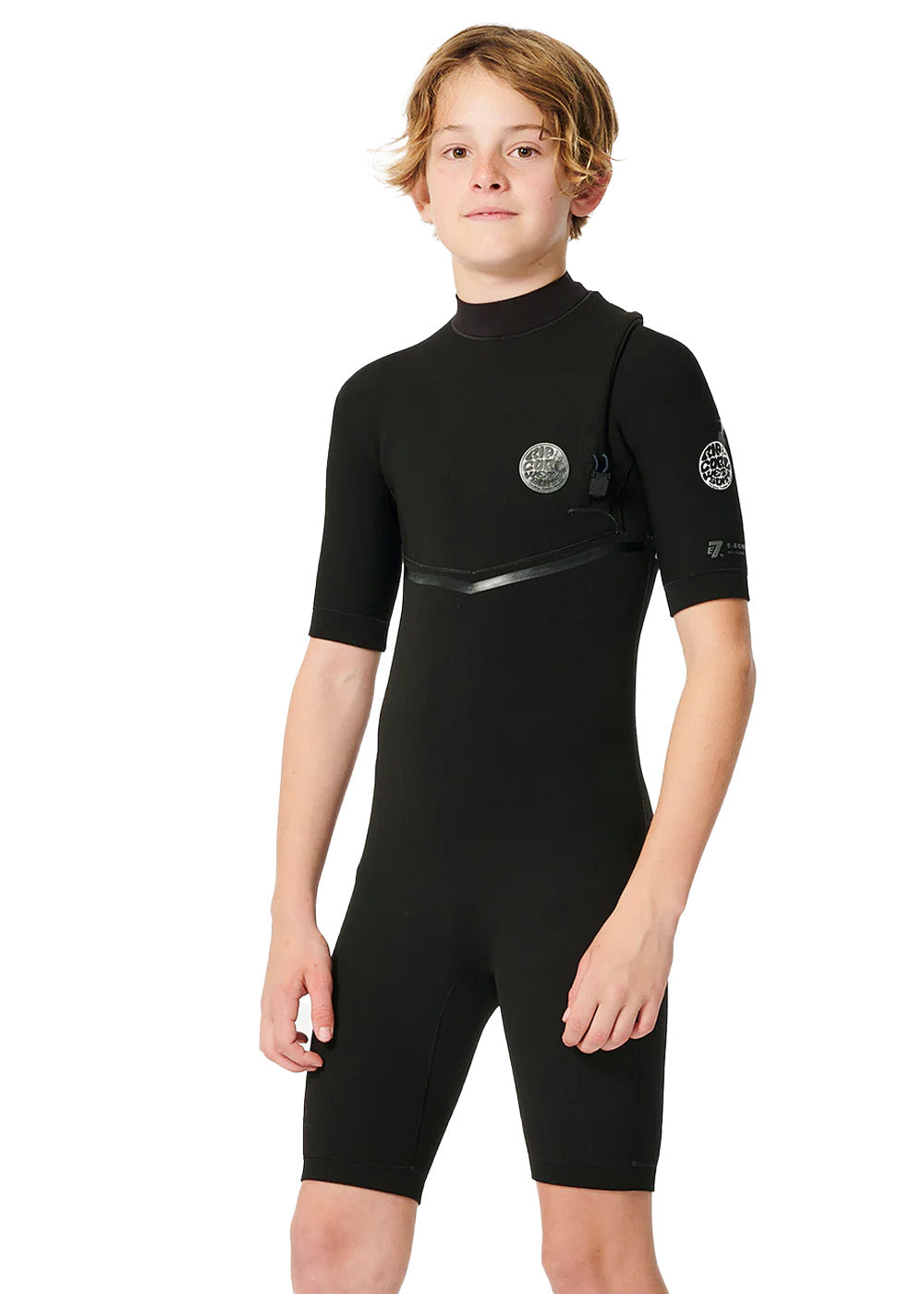 Rip Curl Boys E Bomb 2mm Zipperless Short Sleeve Spring Wetsuit for Kids - Perfect for Surfing, Swimming & Water Sports