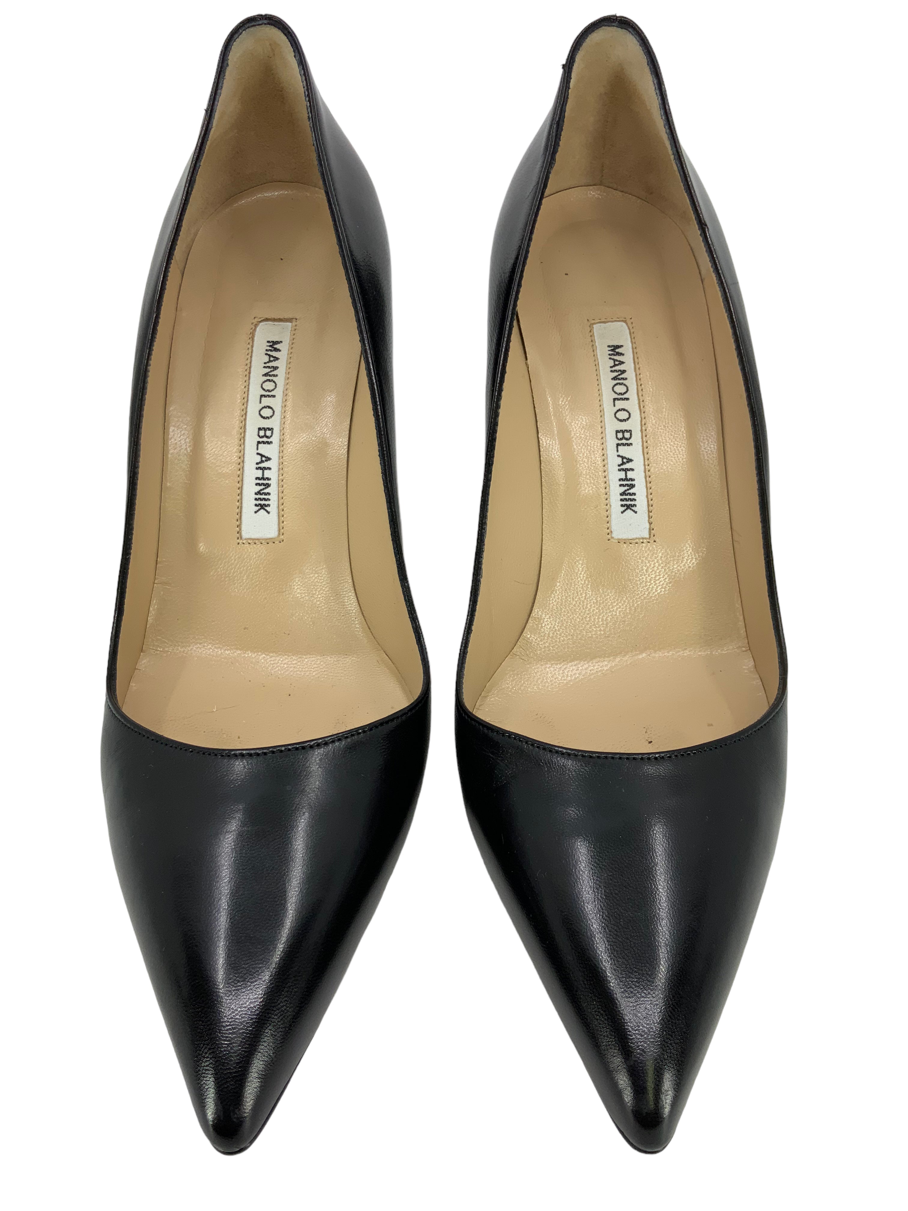 Manolo Blahnik BB Leather Pumps Women's Size 8.5 - Classic Pointed Toe High Heel Shoes for Wedding, Party & Office Wear