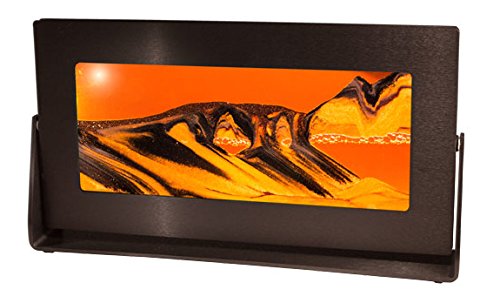 Desert Sandscape Sand Picture - Md33 Medium Black Frame (Sunset Orange) - Handmade Moving Sand Art Painting | Made in USA | Unique Desk Decor & Office Gift for Home, Office or Meditation Space | Perfect Stress Relief Toy & Zen Decoration