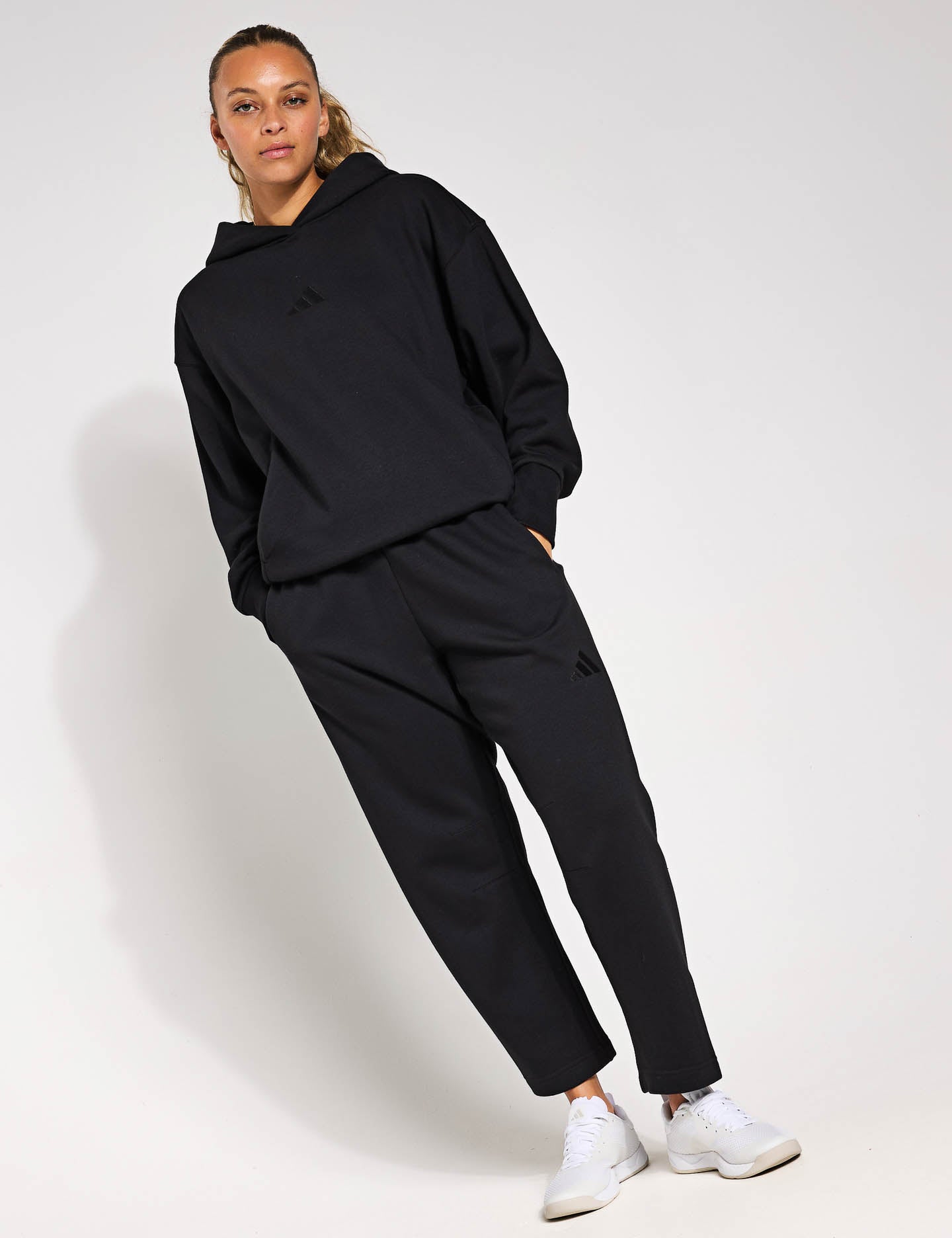 ALL SZN Fleece Barrel Leg Joggers for Women - Soft & Comfortable High-Waisted Sweatpants - Black - Perfect for Lounge, Yoga & Casual Wear