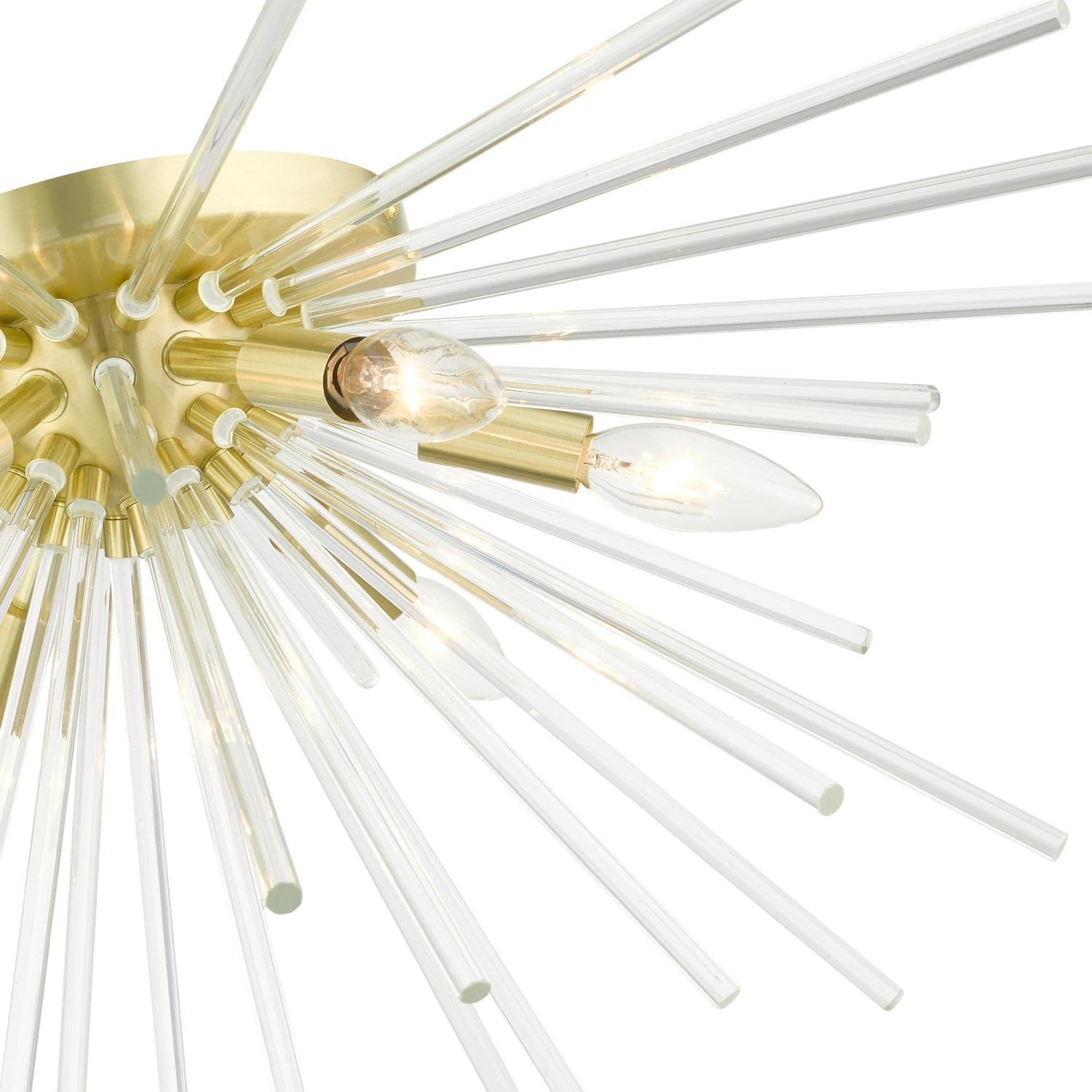 Livex Lighting Utopia 6-Light Ceiling Fixture in Satin Brass - Modern Chandelier for Dining Room, Bedroom & Living Room Lighting