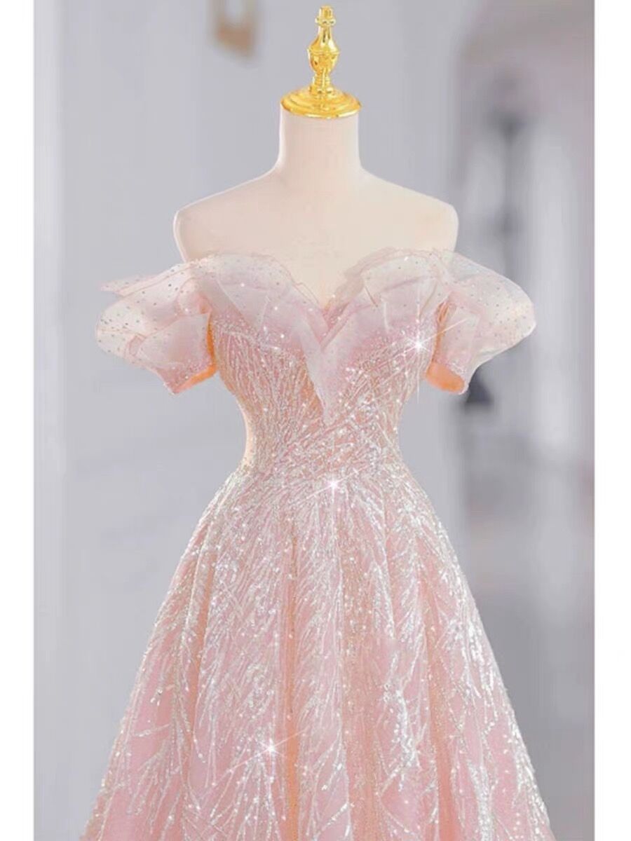 Elegant Off-The-Shoulder A-Line Long Prom Dress for Sweet 15 Birthday Party - J3091 | Formal Evening Gown for Quinceañera, Homecoming, Wedding Guest & Special Occasions