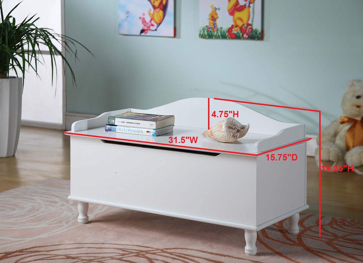 Kings Brand Furniture - Applegate Storage Bench Toy Chest, White - Perfect for Kids' Room, Nursery, and Playroom Organization
