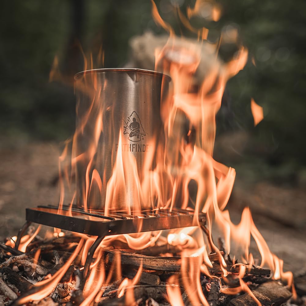 Best French Press Coffee Maker for Camping & Travel - The Pathfinder School Stainless Steel Portable Coffee Press - Perfect for Outdoor Adventures, Hiking & Backpacking