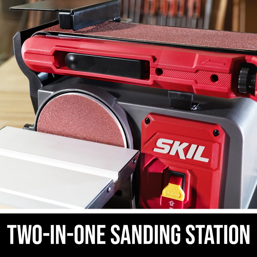 SKIL BB9504-00 4.5 Amp Benchtop Belt & Disc Sander - Woodworking & Metal Sanding Tool for DIY Projects & Home Workshops