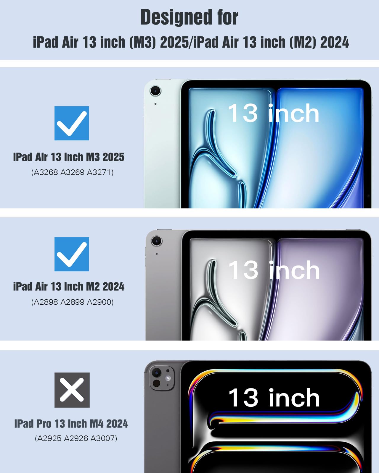 TiMOVO iPad Air 13 Inch (M3/M2 2025/2024) Case - Slim Protective Cover with Stand, Supports Touch ID, Auto Wake/Sleep & Translucent Back - Navy Blue - Perfect for Work, Travel and Home Use