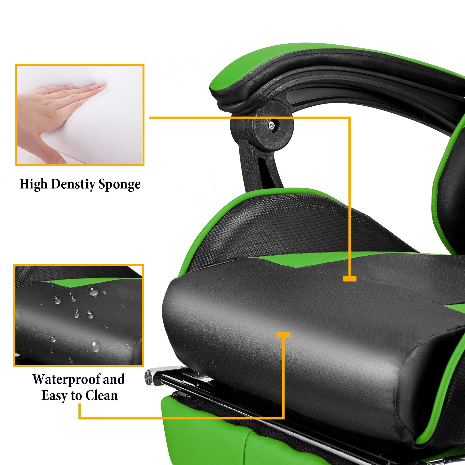 Soontrans Ergonomic Gaming Chair with Lumbar Support - Adjustable Height & Reclining Backrest for PC, Office, and Console Gaming - Perfect for Long Hours of Comfortable Play
