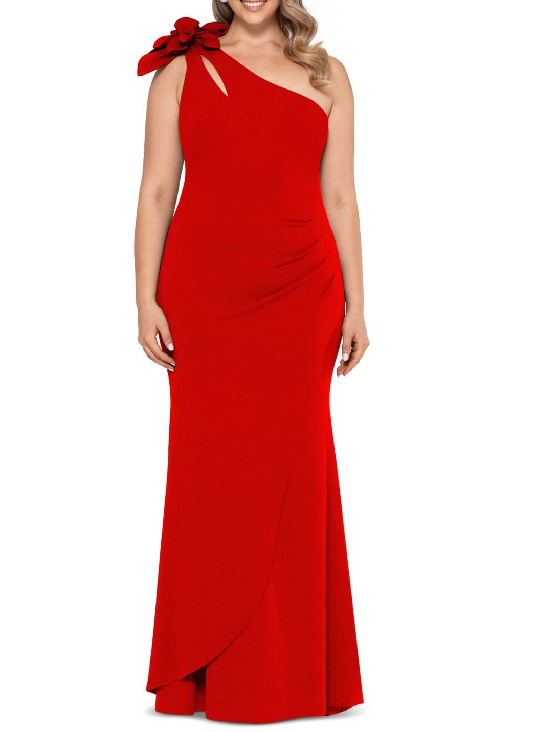 Xscape Women's Floral Maxi Dress - Elegant Long Sleeve Party Gown for Evening Events, Weddings & Special Occasions