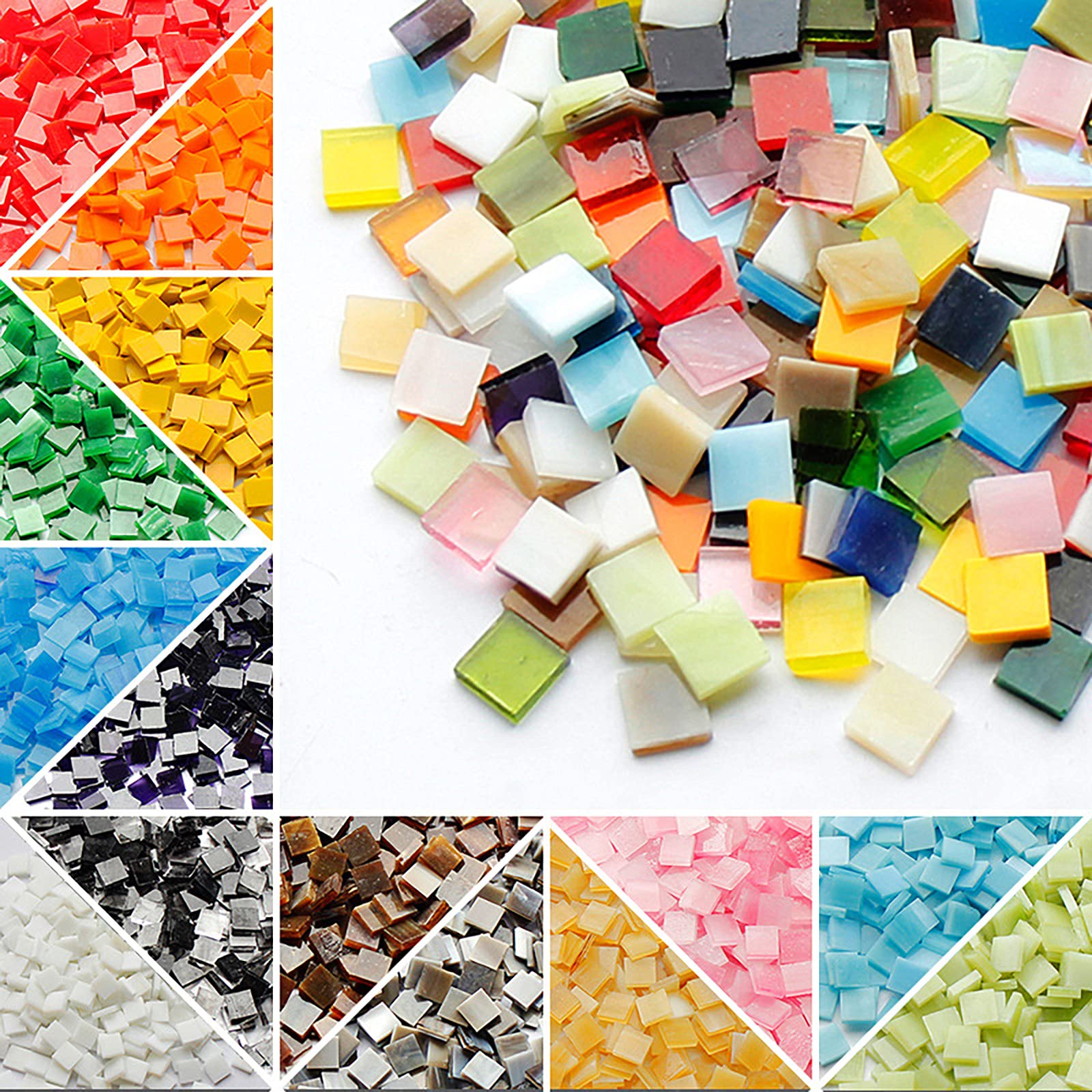 280-Piece Mica Glass Mosaic Tile Set (1x1cm) - Emerald Green Square Tiles for DIY Crafts, Home Decor, Picture Frames & Flower Pots - Perfect for Kitchen Backsplash, Bathroom Wall & Art Projects