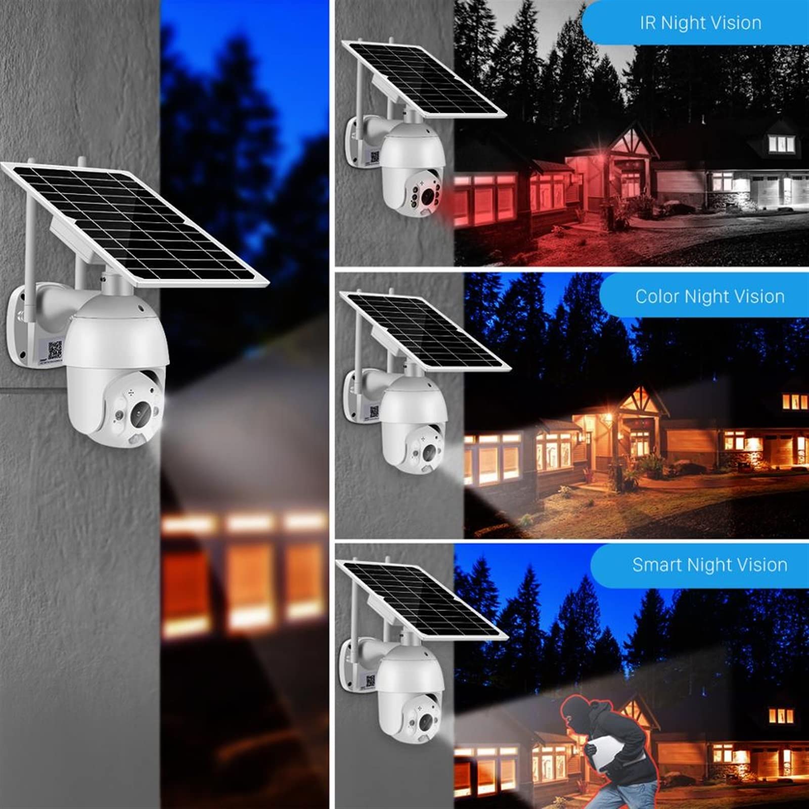 Outdoor Security Camera 1080P HD, Solar Powered PTZ IP Camera with PIR Human Detection, 15000mAh Battery for Long Standby, 2MP Wireless CCTV (No SD Card Included) - Ideal for Home Surveillance, Yard Monitoring, and Business Security