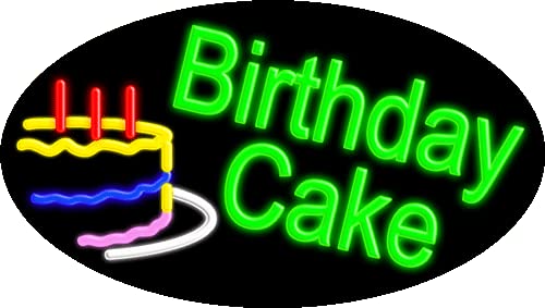 Custom Birthday Cake Glass Neon Sign - Made in USA | Perfect for Party Decor, Bakery Lighting & Home Celebration