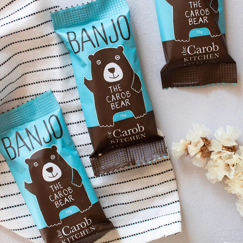 Carob Kitchen Banjo The Carob Bear - Adorable Plush Toy for Kids' Bedroom Decor & Gift Idea | Perfect for Nursery, Birthday Presents & Cuddling