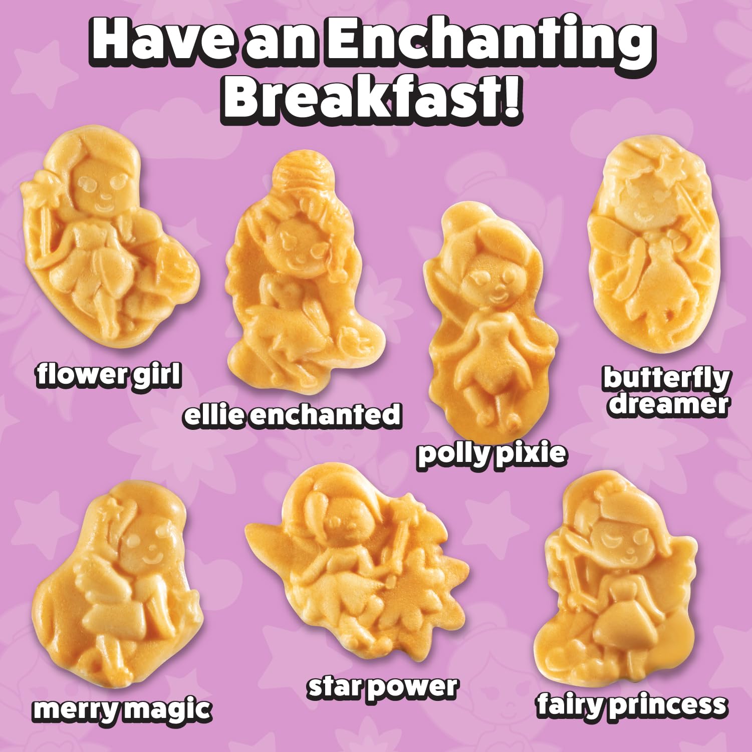 Fairy Friends Mini Waffle Maker - Electric Non-Stick Waffle Iron for Kids & Adults - Makes 7 Magical Fairy-Shaped Waffles & Pancakes Fast - Perfect for Breakfast, Parties & Princess-Themed Gifts