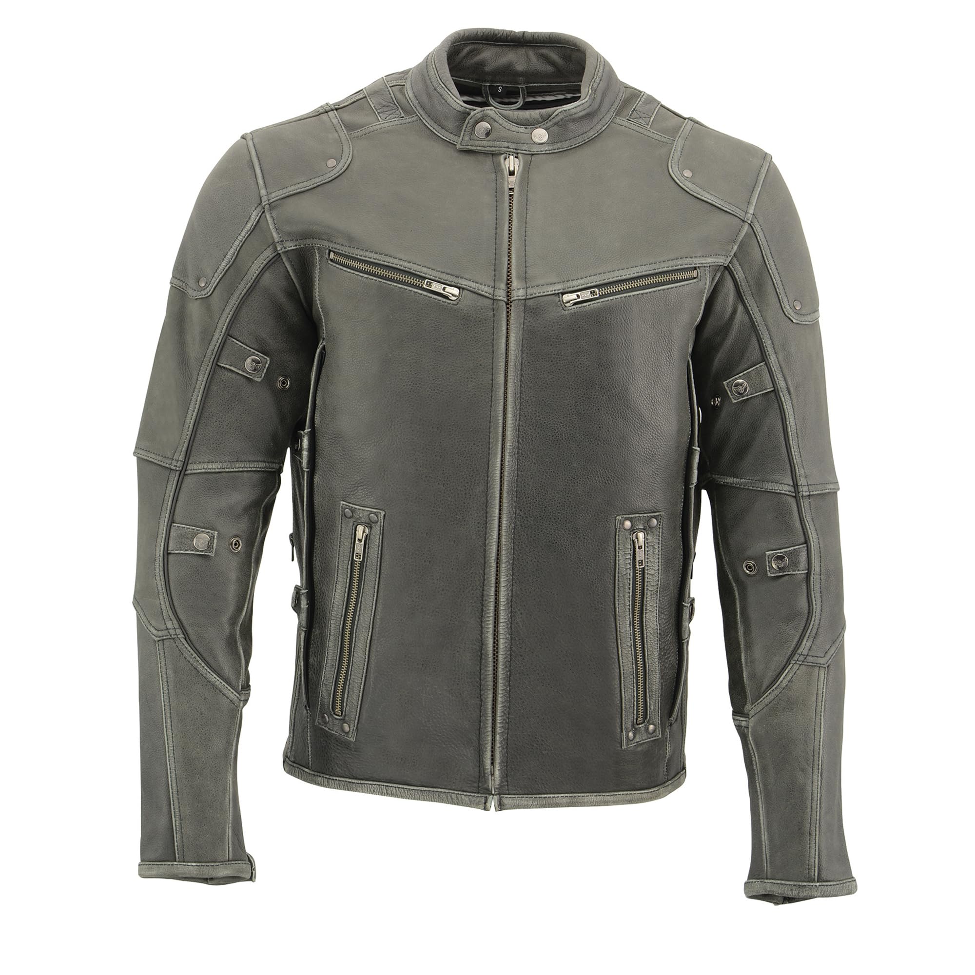 Milwaukee Leather Men's Vintage Grey Distressed Triple Vented Biker Jacket MLM1536 - Motorcycle Riding, Casual Wear & Outdoor Adventure