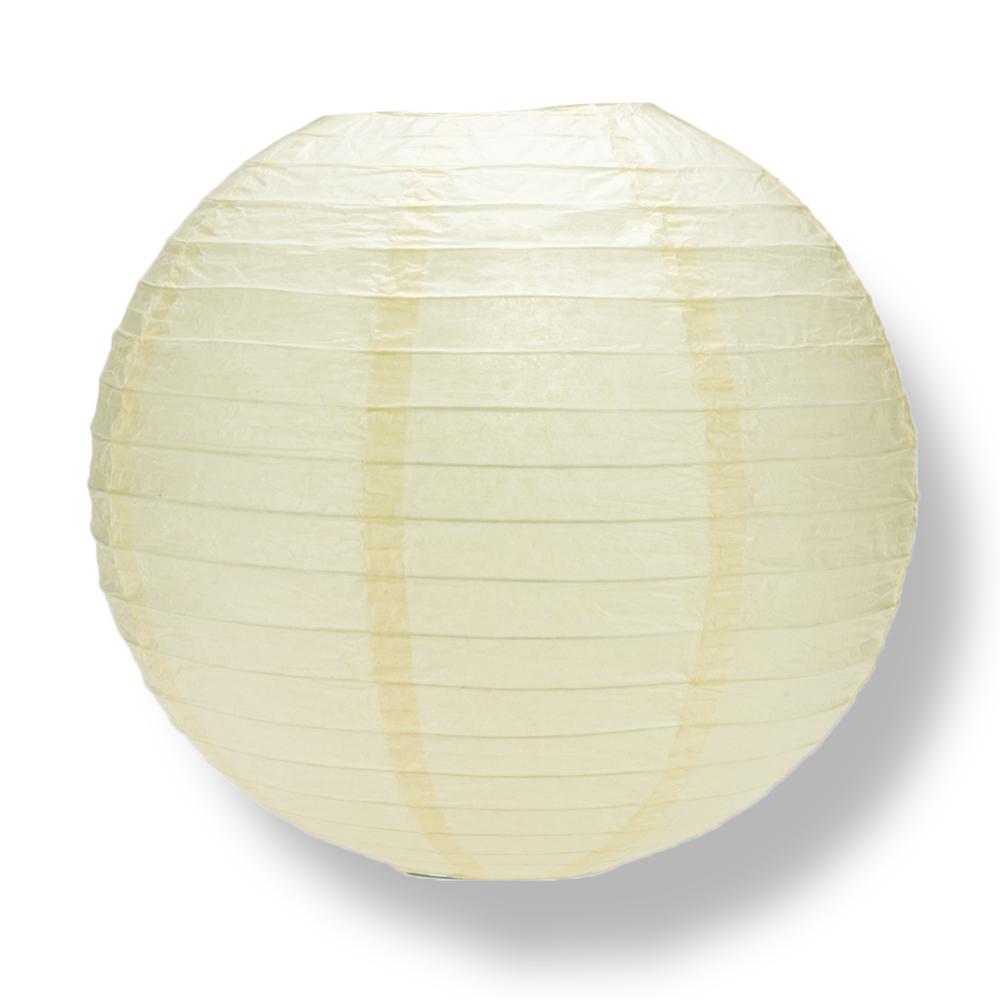 36 Ivory Jumbo Round Paper Lanterns with Even Ribbing - Bulk Pack for Wedding, Party & Home Decor