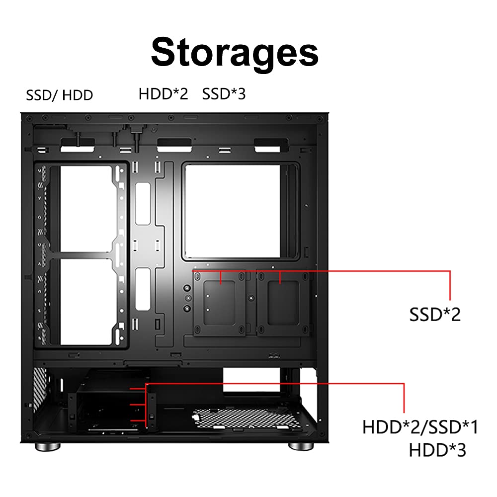 P44 Black Gaming Tempered Glass Case - Universal Hub Compatible with 4 Pirate Duo Rings | Perfect for PC Builds & Gaming Setups