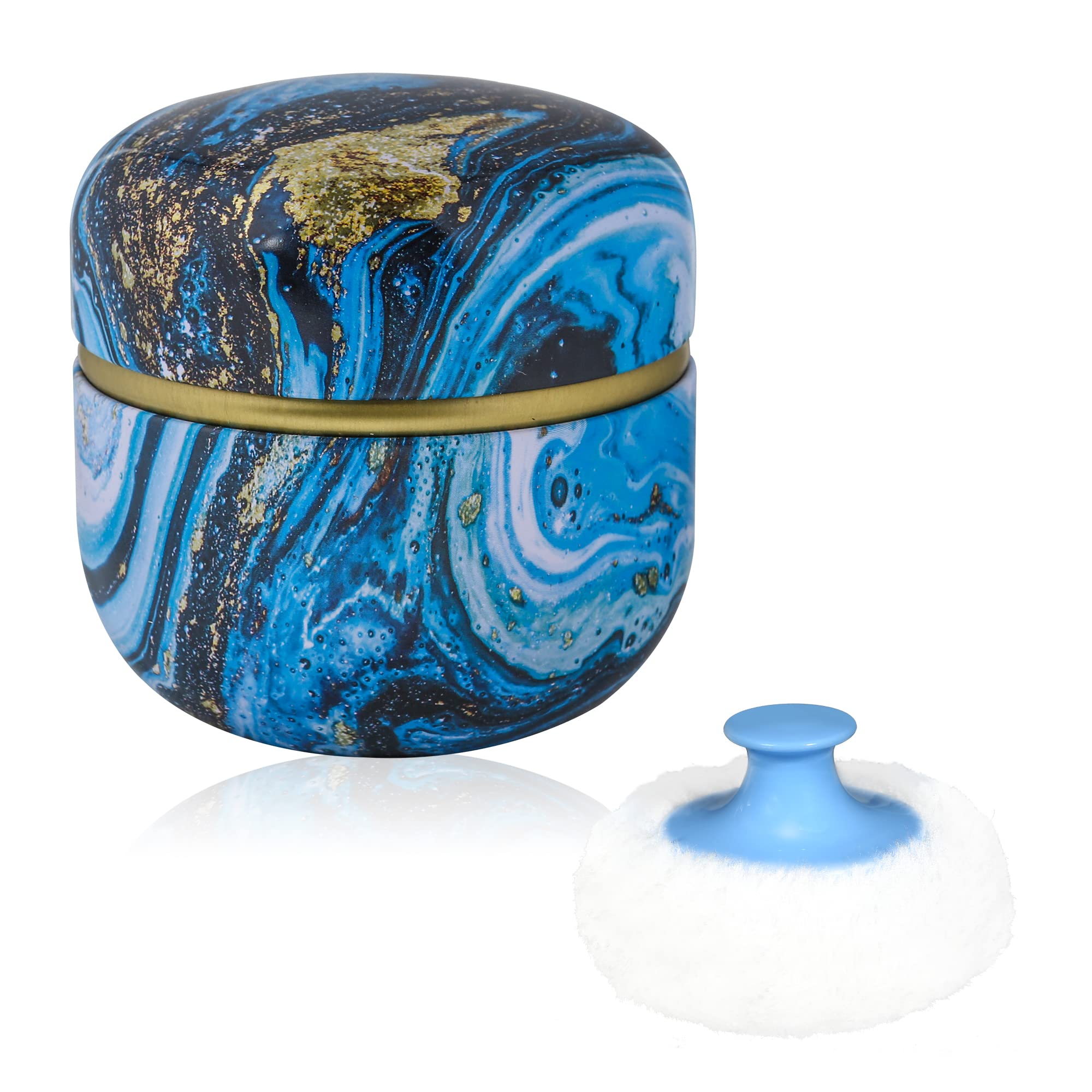 WEMEGA Portable Body Powder Case with Soft Powder Puff - Compact Travel Powder Container for Women & Baby Care - Perfect for Diaper Bags, Gym Essentials and On-the-Go Touch Ups (Starry Sky Design)