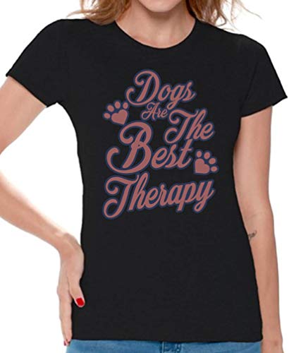 Awkwardstyles Women's Best Therapy Dog T-Shirt - Cute Doggy Graphic Tee with Free Bookmark - Perfect for Dog Lovers, Pet Therapy Sessions & Casual Wear
